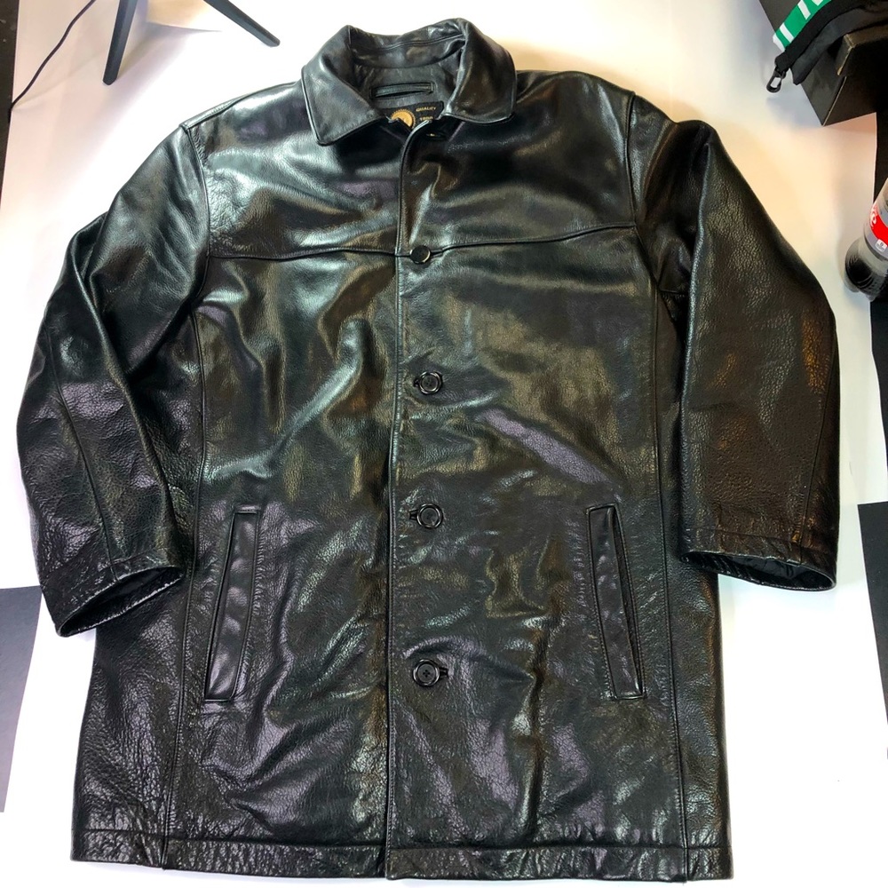 Andrew Marc Mens Medium Brown Leather Jacket Coat